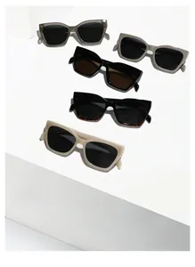 Collection of TR90 polarized cat-eye sunglasses in various colors on white background