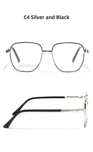 Dettagli della montatura occhiali oversize in acciaio inox argento e nero SA8634