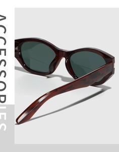 Detailansicht der Retro-Cat-Eye-Sonnenbrille mit Schildpattmuster und Gläsern