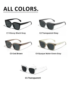 Detailed view of large TR90 polarized sunglasses in five versatile matte and clear colors