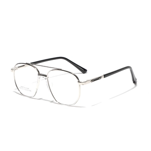 Classic silver aviator double bridge stainless steel optical frame for men and women