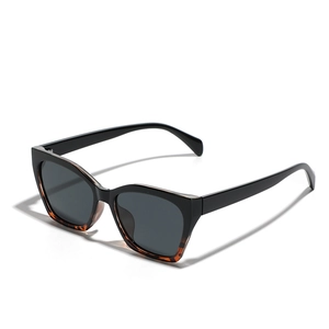 Fashionable TR90 cat-eye sunglasses with black and tortoiseshell frames in 45-degree view