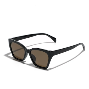 Chic black TR90 cat eye polarized sunglasses with brown lenses for men and women