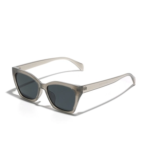 Fashionable TR90 cat-eye polarized sunglasses with translucent grey frames and dark lenses