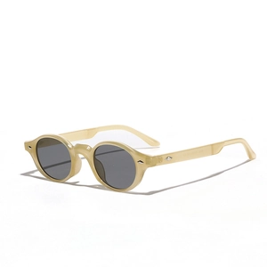 Retro Oval Sunglasses For Women Men PC Frame AC Lens UV400 Protection Fashion Shades With Metal Rivets Vintage Eye Wear