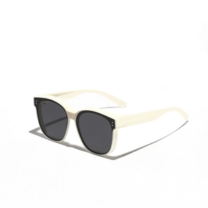Lunettes de soleil polarisées TR90 carrées avec monture crème pour hommes et femmes