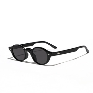 2025 retro oval black sunglasses for men and women with metal diamond accents