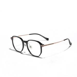 Retro square black TR90 frames with rose gold titanium arms for men and women