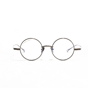 Retro round titanium metal glasses frame for men and women in vintage dark grey finish