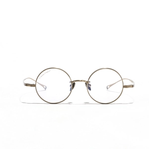 Vintage round titanium metal eyeglass frames in bronze gold for men and women