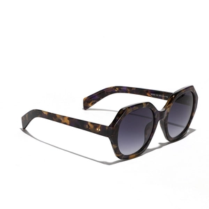 Retro oversized tortoiseshell polygonal sunglasses with dark grey gradient lenses for unisex