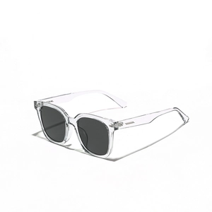 Oversized square hip-hop sunglasses with grey lenses and metal rivet details on frame
