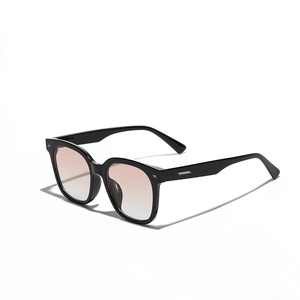 Square oversized hip hop sunglasses with black frame and gradient orange lenses