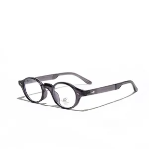 Gafas ovales retro de TR90 en color púrpura traslúcido con filtro azul y protección UV400