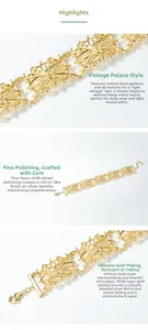 Close-up of hollow filigree gold bracelet with five-layer polished mirror finish