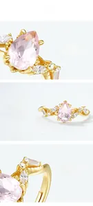 Detailed macro view showing the S925 sterling silver stamp and pink quartz setting