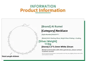 Dettaglio collana in argento S925 a fiori con pietre di zircone bianco da 3,5 mm
