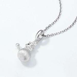 Cute S925 sterling silver snowman pendant necklace with brushed finish and white zircons