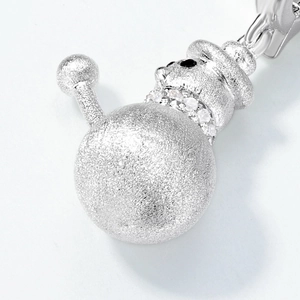 Cute S925 sterling silver snowman pendant with brushed finish and zircon inlay