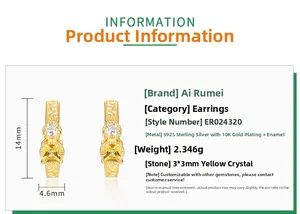Detail showing S925 silver 10k gold plated vintage studs with citrine size parameters