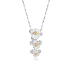 925 Sterling Silver Phalaenopsis Orchid Pendant Necklace For Women Elegant Hand Brushed Floral Gold Plated Fashion Clavicle Chain Jewelry
