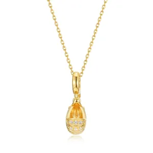 925 Sterling Silver Baby Stroller Pendant Necklace For Women Handcrafted Brushed Gold Plated Zirconia Clavicle Chain Necklace Jewelry