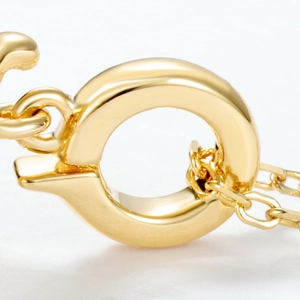 S925 sterling silver baby stroller pendant necklace with polished gold spring ring clasp