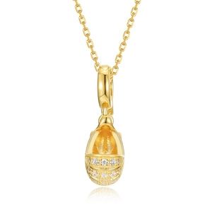 Exquisite S925 sterling silver gold baby stroller pendant necklace with micro-paved zircons