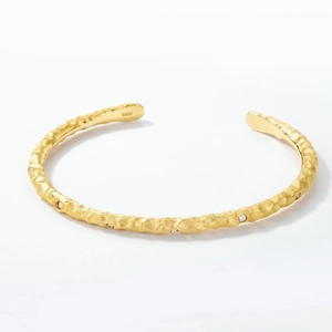 Bracelet jonc ouvert en argent S925 doré avec oxydes de zirconium scintillants