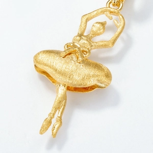 Artistic 925 silver gold-plated ballet girl pendant necklace with matte sandblasted finish