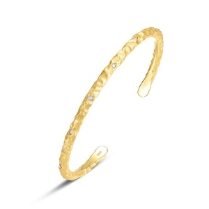 Bracelet jonc ouvert en argent sterling S925 doré avec des pierres de zircon brillantes