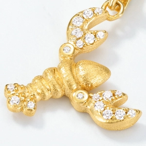 Minimalist S925 sterling silver lobster pendant necklace with gold plating and zircons