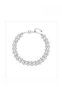 Close-up of a silver lace-style hollow mesh bracelet with a delicate lobster clasp
