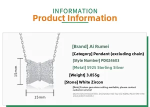 Détail du pendentif nœud en argent S925 avec zircon blanc, taille 15x15mm et 3,8g