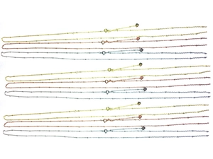 Détail des chaînes de pull en argent S925 en finitions or, argent et or rose