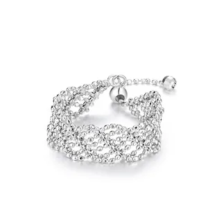 925 Sterling Silver Hollow Mesh Lace Ring For Women Adjustable Soft Bead Chain Finger Ring Minimalist Vintage Style Jewelry
