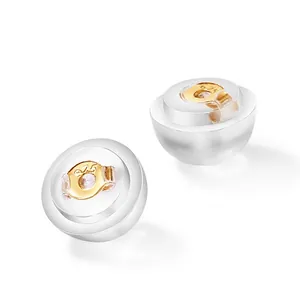 925 Sterling Silver Silicone Earring Backs Round Soft Silicone Earring Nuts Stoppers For DIY Jewelry Making Findings Women Accessories