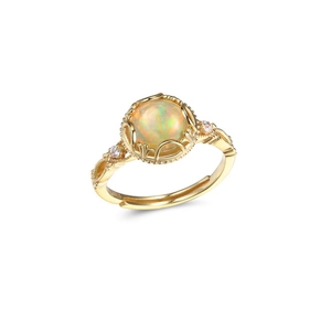 Vintage S925 sterling silver open ring with natural rose quartz and opal stone