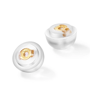 S925 sterling silver earring backs with translucent silicone base in golden finish
