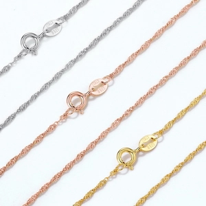 Collier chaîne Singapour S925 argent sterling en trois couleurs avec timbre Italie