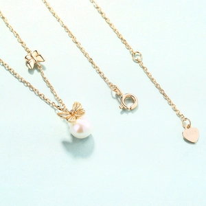 Elegant S925 sterling silver necklace with freshwater pearl and golden butterfly pendant