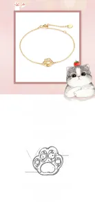 Vue détaillée du bracelet patte de chat en argent S925 avec zircon blanc et breloque