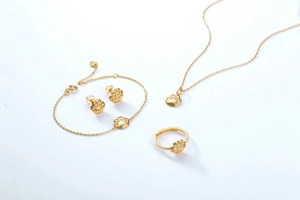 Ensemble de bijoux en argent S925 plaqué or 9K avec des motifs mignons de pattes de chat