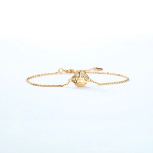 Élégant bracelet patte de chat en argent S925 plaqué or 9K avec pierres de zircone cubique
