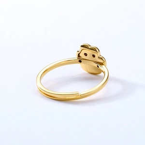 Cute golden cat paw shaped adjustable open ring with polished S925 silver finish
