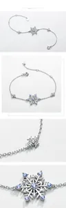 Macro view of snowflake bracelet with light blue spinel and white cubic zirconia accents