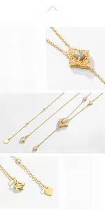 Detail of S925 silver heart tag and vintage floral lace opal pendant with gold plating