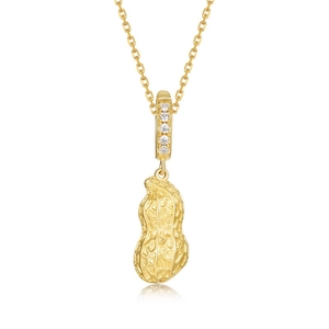 Golden S925 sterling silver peanut necklace with red agate and sparkling zircon stones