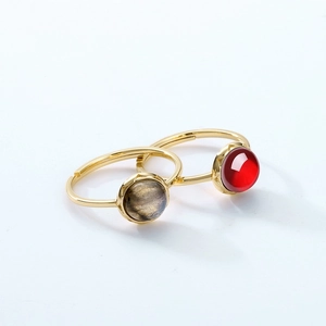 Anelli minimalisti in argento 925 placcato oro con granato e labradorite
