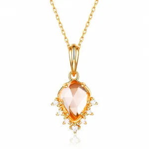 925 Sterling Silver Gold Plated Natural Rose Quartz Geometric Kite Pendant Necklace Adjustable Rhinestone Ring Jewelry